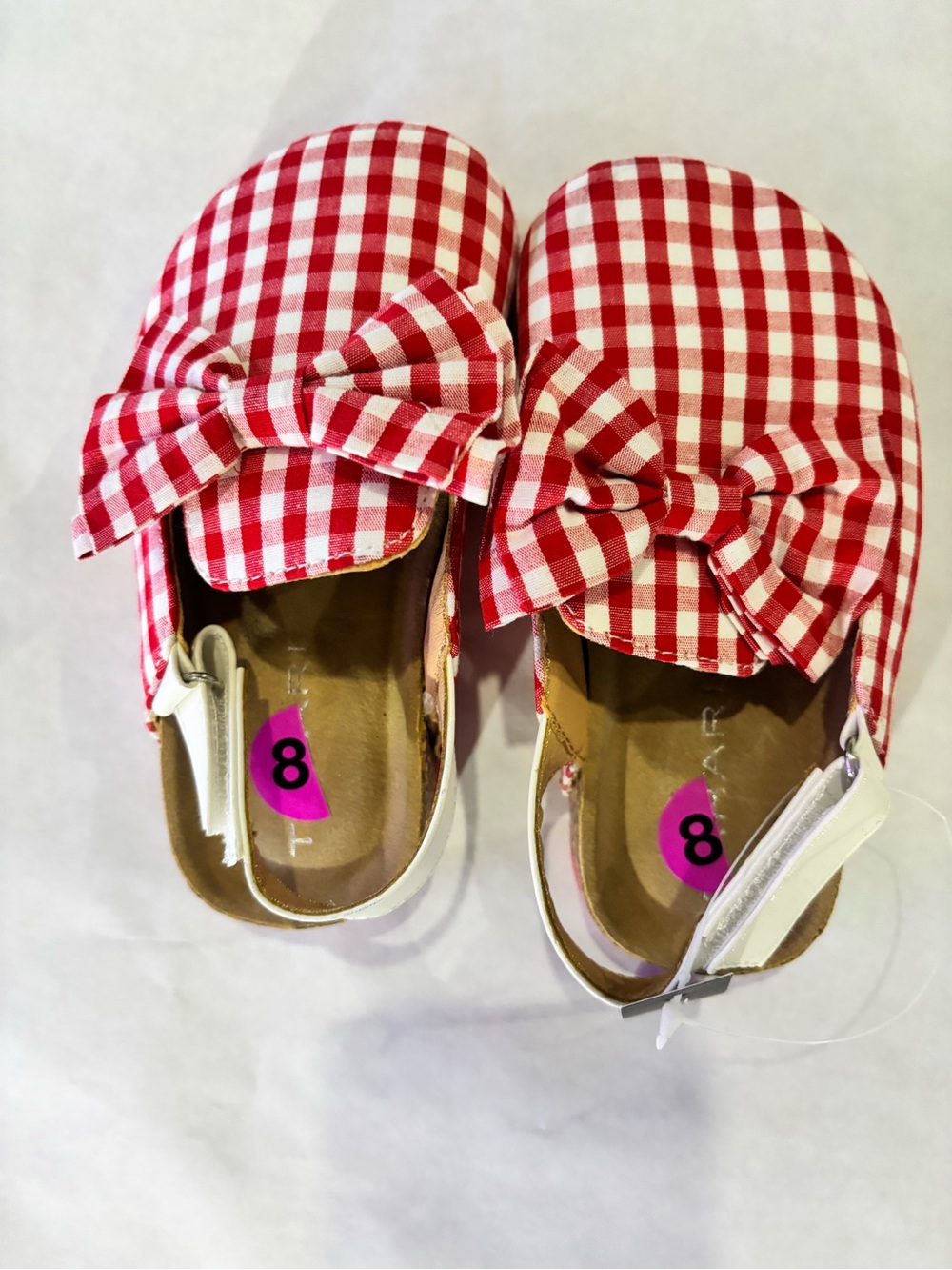 Tahari Girls Red Gingham Bow Slip-On Shoes